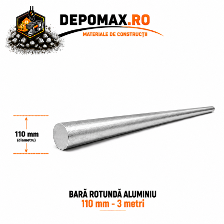Bara rotunda aluminiu 110 mm, 3 metri, EN AW-2007